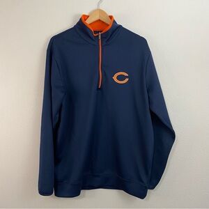 Antiqua NFL Chicago Bears Navy Blur QuarterZip Jacket Mens Size Large